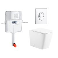 Комплект 3 в 1 смывной бачок скрытого монтажа Grohe GD2 + Унитаз приставной Enio Binario EN5215047 + Кнопка Grohe Skate Air хром 38661000 + 38505000 + EN5215047