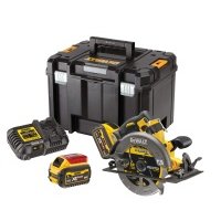 Аккумуляторная бесщеточная дисковая пила DEWALT, 54 В, 190 мм, 5800 об/мин, с 2 АКБ 2 Ач и ЗУ, в кейсе TSTAK, DCS578T2