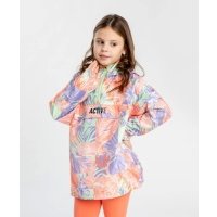 Ветровка-анорак с капюшоном с принтом мультицвет для девочки Button Blue (110) 