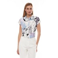 Принтованная блузка-рубашка с коротким рукавом 02413128Y112 