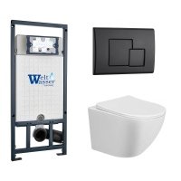Комплект 3 в 1 инсталляция WeltWasser WW Amberg 507 + Подвесной унитаз Taliente Amato AM2501 с кнопкой черной SE 10000005949 + AM25010 + 10000010239