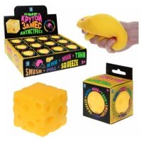 Игрушка-жмяка 1TOY Крутой замес Сырный кубик, 6 см 