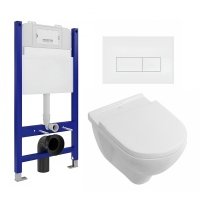 Комплект 3 в 1 инсталляция Enio Tecnico 50 EN8050050 + Унитаз подвесной Villeroy & Boch O Novo Directflush + кнопка белая матовая EN8050050+EN8050802+5660HR01