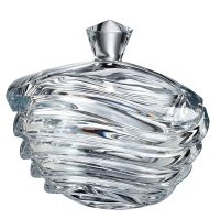 Ваза для конфет 22 см с крышкой Crystalite Bohemia "Вэйв Без декора" 103957 