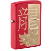 Зажигалка Zippo Year of the Dragon 2024 с покрытием Red Matte, латунь/сталь 