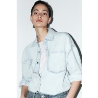 Рубашка oversize джинсовая с карманами befree 