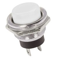 Выключатель Rexant кнопка металл 250V 2А (2с) OFF-(ON) диам. 16.2 белая (RWD-306) 36-3355