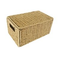 Корзина с крышкой для хранения 18x15x30 см бумага бежевый 