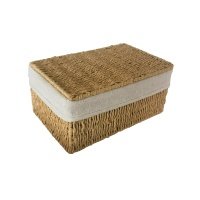 Корзина с крышкой для хранения 26x17x12 см бумага бежевый 