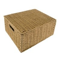 Корзина с крышкой для хранения 38x28x18 см бумага бежевый 