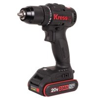 Дрель-шуруповерт аккумуляторная бесщеточная KRESS KU212.1, 20В, 50Нм, 2Ач x2, ЗУ 2А, Сумка + коробка 