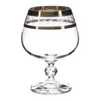 Рюмки для бренди Crystal Bohemia Claudia декор Панто, золото 250 мл 6 шт 