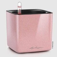 Кашпо LECHUZA CUBE Glossy с автополивом, 0.4л, 12x13.5 см, 14x14x13.5 см, кремовый блестящий 
