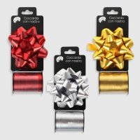 Набор для упаковки подарков Due Esse Christmas лента 10 м и бант 6 см в ассортименте 