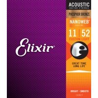 Струны Elixir 16027 NanoWeb Custom Light 11-52