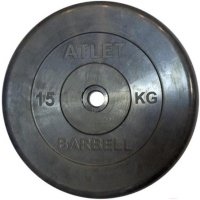 Диск для штанги MB Barbell d51мм 15кг (черный)