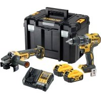 Набор аккумуляторный DEWALT, 18 В: ударная дрель-шуруповерт DCD791 и угловая шлифмашина DCG405, с 2 АКБ 5 Ач и ЗУ, в кейсе TSTAK, (DCK2020P2T) DCK2020P2T-QW