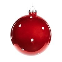 Игрушка елочная Goodwill красный шар с белым горошком 10 см 