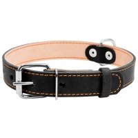 Collar ошейник кожаный двойной, темный верх (27-35 см., Черный) 