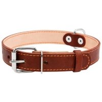 Collar ошейник кожаный двойной, темный верх (27-35 см., Коричневый) 