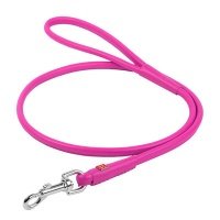 Collar поводок кожаный Waudog Glamour круглый (8 мм х 122 см., Розовый) 