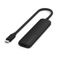USB-хаб Satechi 4-in-1 USB-C Slim Multiport Adapter 4K (Type-C, HDMI, 2x Type-A), до 80 Вт, Черный Док-станция ST-P4SK