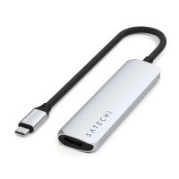 USB-хаб Satechi 4-in-1 USB-C Slim Multiport Adapter 4K (Type-C, HDMI, 2x Type-A), до 80 Вт, Серебристый Док-станция ST-P4SS