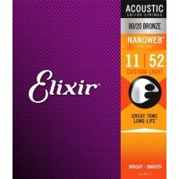 Струны Elixir NanoWeb Custom Light 11-52 80/20