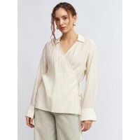 Приталенная блузка на запах с длинным рукавом 02521117Y243 