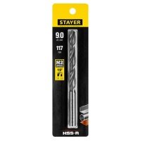 Сверло по металлу Stayer , 9.0х125 мм, HSS-R, быстрорежущая сталь М2 PROFI 29602-9