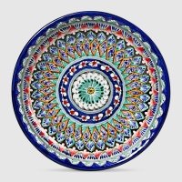 Ляган Риштанская керамика Узоры Риштанская роспись синяя, глубокий 33 см 5279314 