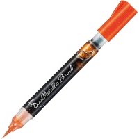 Маркер-кисть с подкачкой чернил Pentel 1-10 мм, цвет оранжевый+желтый металлик в блистере
