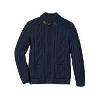 Кардиган Regular Fit с узором косичка (темно-синий) 