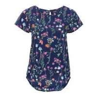 Блузка с коротким рукавом (ночная синь в цветочек) 