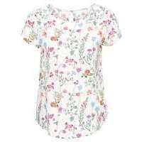 Блузка с коротким рукавом (цвет белой шерсти в цветочек) 