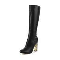 Сапоги Lost Ink GOLD DETAIL METAL HEEL KNEE-HIGH BOOT BLACK