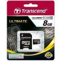 Карта памяти Transcend Micro SDHC 8Гб Class10 Ultimate + адаптер