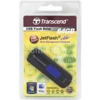Флешка USB TRANSCEND Jetflash JF500 64Гб, USB2.0, черный и синий [ts64gjf500] TS64GJF500