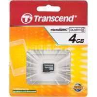 Карта памяти microSDHC TRANSCEND 4 ГБ, Class 4, , 1 шт. TS4GUSDC4