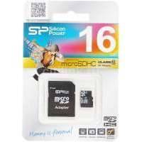 Карта памяти microSDHC SILICON POWER 16 ГБ, Class 10, , 1 шт., переходник SD SP016GBSTH010V10-SP