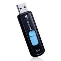 Флешка USB TRANSCEND Jetflash 500 8Гб, USB2.0, черный и голубой [ts8gjf500] TS8GJF500