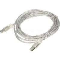Кабель USB2.0 BURO , USB A (m) - USB B (m), 3м, прозрачный USB2.0-AM/BM-3-TRANS