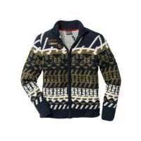 Кардиган Regular Fit (темно-синий/зеленый хаки/цвет белой шерсти с узором) 