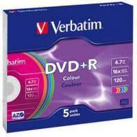 Оптический диск Verbatim 5 дисков 4,7Гб 16x Slim Colour (43556)