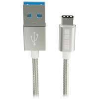 Кабель USB Type-C InterStep USB 3.0 Neylon Silver 1m (IS-DC-TYPCUSBNS-000B210