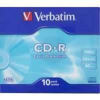 Оптический диск CD-R VERBATIM 700Мб 52x, 10шт., slim case [43415] 43415