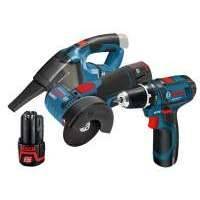 Набор Bosch УШМ gws 10.8-76 v-ec+Пылесос gas 10.8 v-li+Дрель аккум. gsr 10.8-2-li+Аккум li-ion