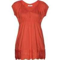 Трикотажная туника с короткими рукавами (оранжевый матовый)
