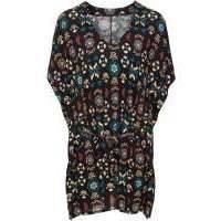 Трикотажная туника (кирпично-красный/сине-зеленый с узором)