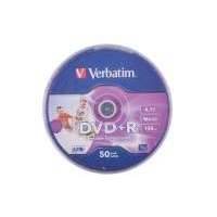 Диск Verbatim DVD+R, 4.7Gb, 16x, Cake Box, 50 шт, Printable Printable